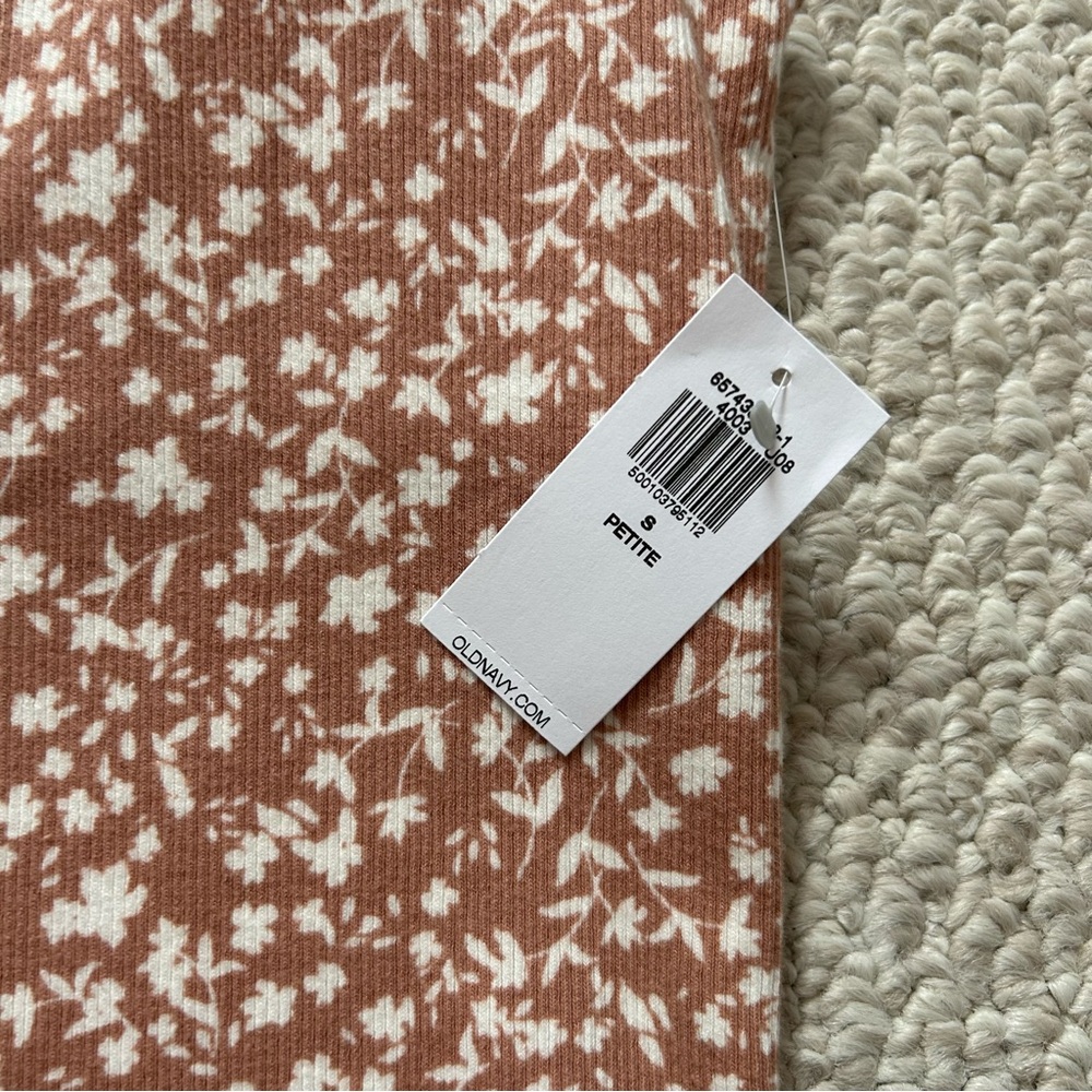Old Navy Fitted Rib-Knit Cami Mini Dress in Floral Tan Size Small Petite - Picture 6 of 7